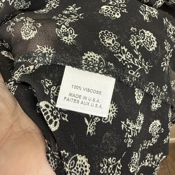 Misa Los Angeles Maxi Dress Black Sheer Floral Rushed Long Sleeve Size S - Picture 7 of 8